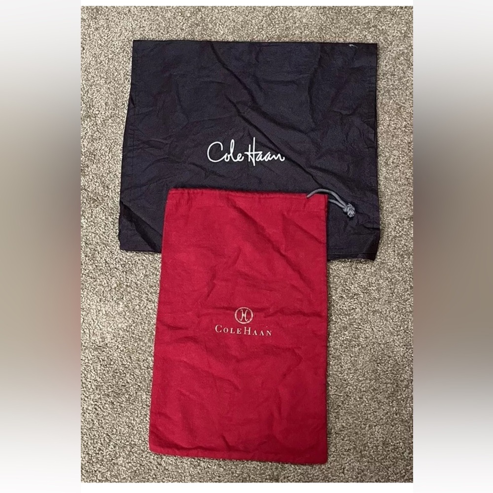 Cole Haan Dust Bags (lot of 2) Large Brown Bag & Medium Red Bag, Good Condition